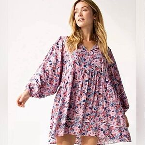 Natural Life Floral Oversized Tunic Dress